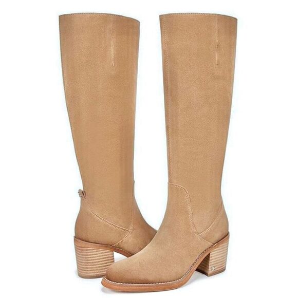Sam Edelman Soyer Knee High Boots Size 7 Leather Suede Caramel NEW - Picture 1 of 6